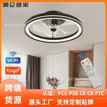 跨境专供110V吸顶卧室餐厅客厅灯ceiling fan三色变光智能风扇灯