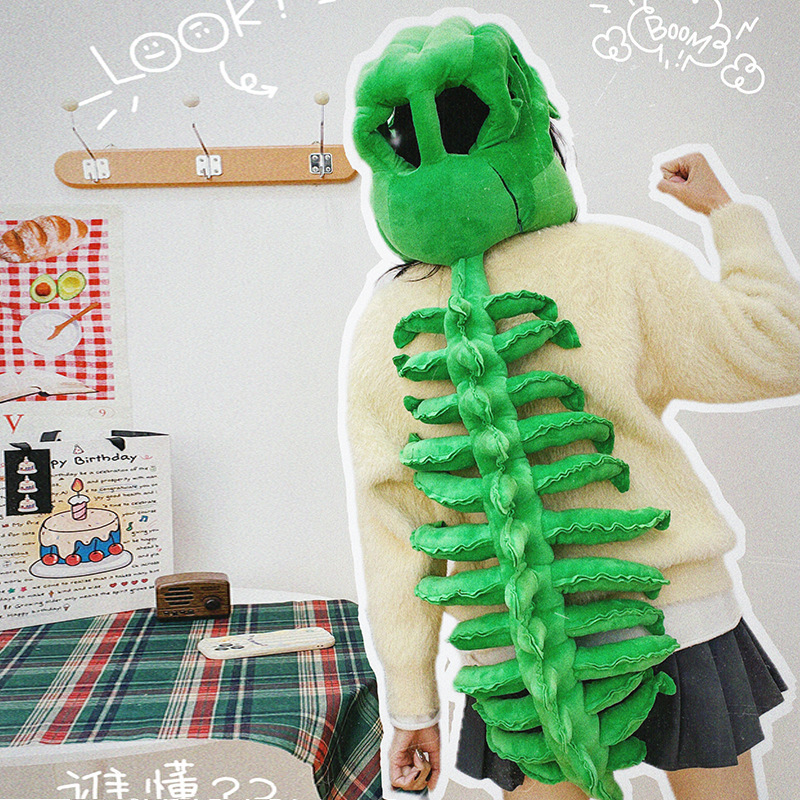 Chinese Dinosaur Park Dinosaur Skeleton Headgear Mask Big Tyrannosaurus Skull Funny Adult Children's Hat Simulation Plush