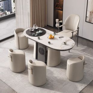 Rock Board Tea Table and Chair Light Luxury Modern Simple Household Tea Table Small Balcony Tea Table Kettle One Set