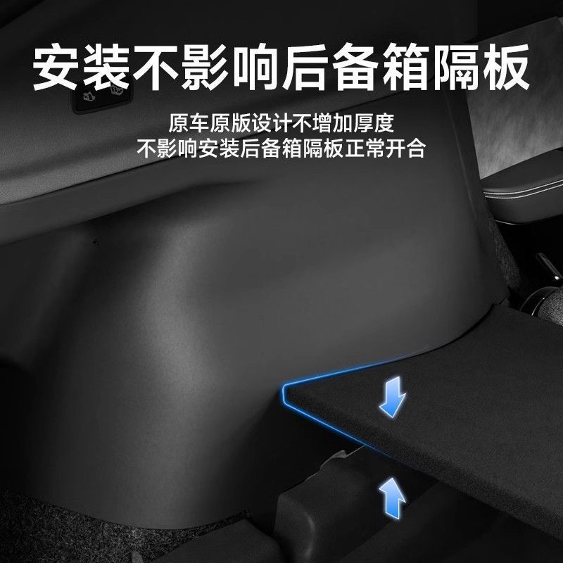 Suitable for Tesla Model Y Updated Version Trunk Side Panels, Velvet Corner Protectors, Interior Modification Accessories