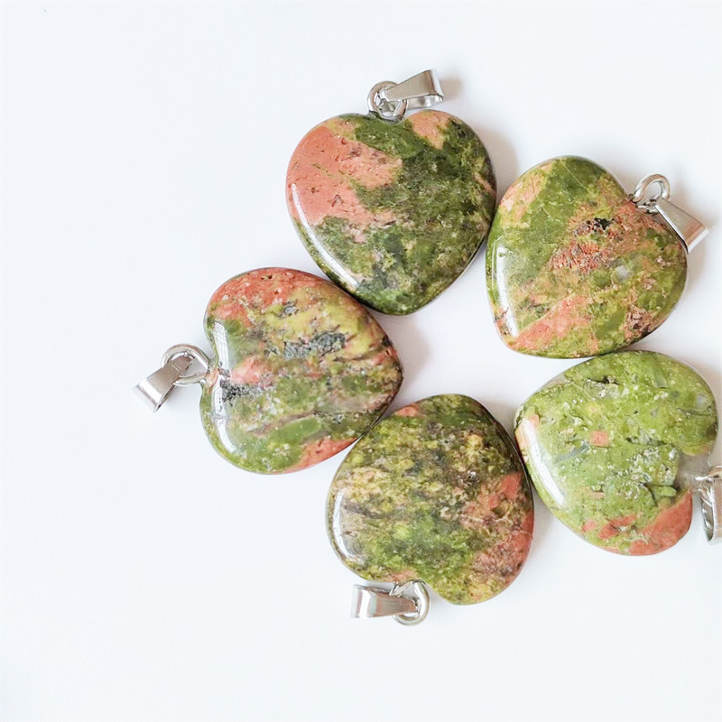 Cruz-frontera piedra natural amor colgante 20mm cristal Ágata en forma de corazón colgante melocotón corazón COLLAR COLGANTE accesorios de la joyería