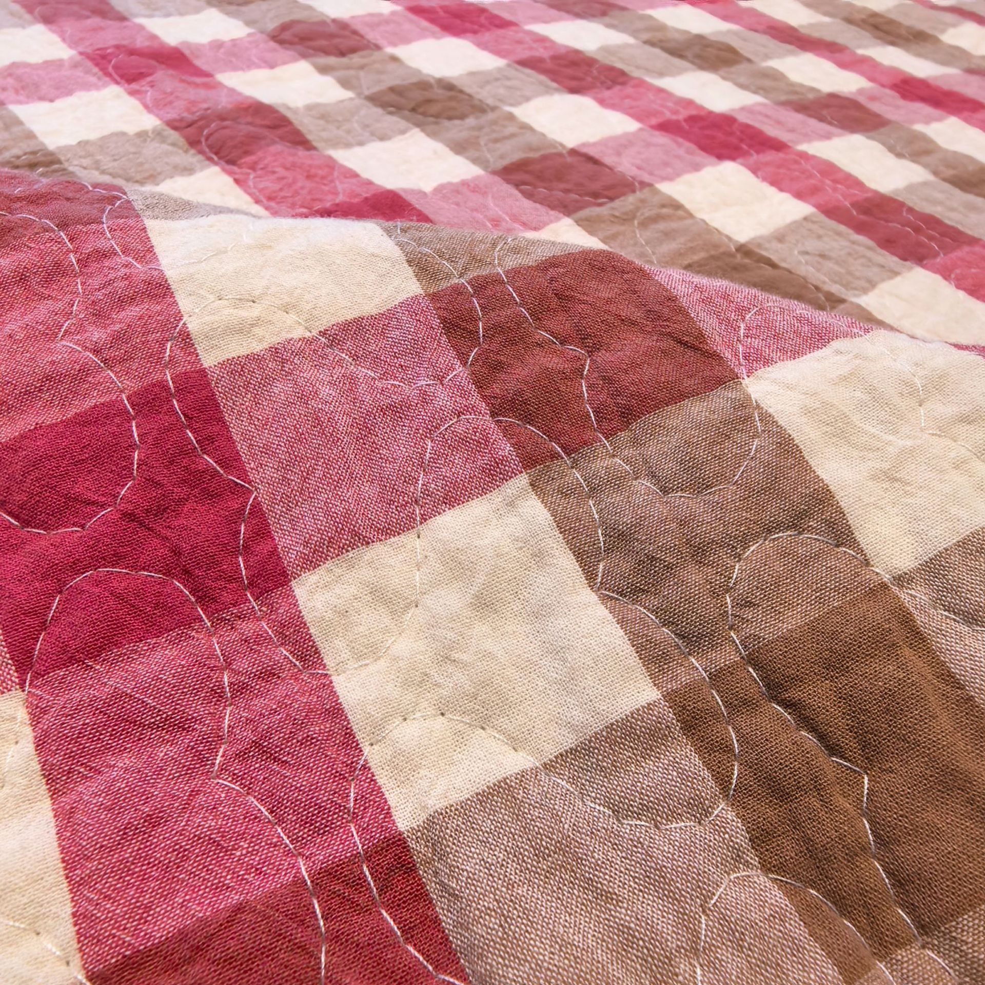 원사 염색 레드 체크 무늬