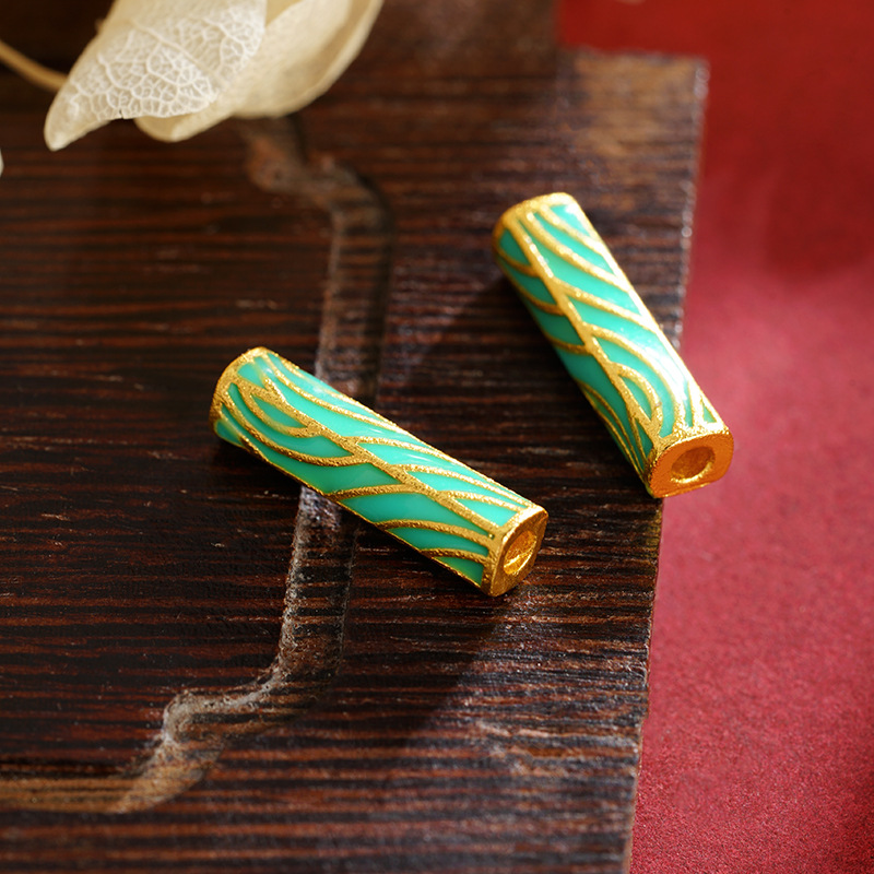 Gufasha oro pinza ardiente azul largo no se desvanece piedra verde largo diapasón Diy accesorios colgante colgante