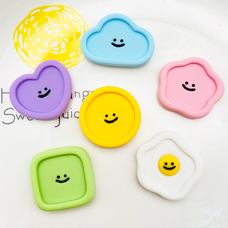 Creative Candy Color Heart Smiley Cloud Jewelry Accessories Omelette Resin Material diy Hairpin Mobile Phone Case Material