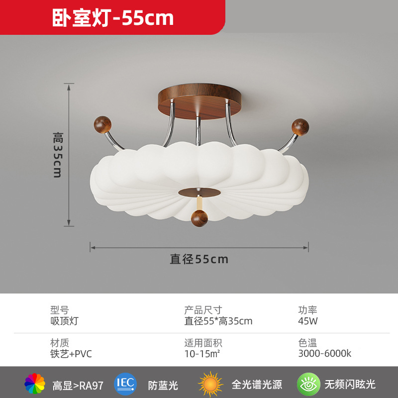 Lámpara de corona de estilo de tronco de espectro completo estilo crema retro Lámpara de techo de dormitorio de protección ocular de restaurante medieval francés