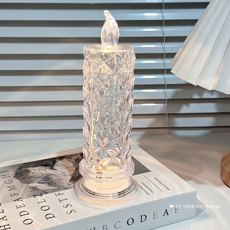 Cristal simulado lámpara de vela LED pequeña lámpara de té cera noche pareja confesión propuesta de matrimonio decoración atmósfera lámpara regalo de cumpleaños