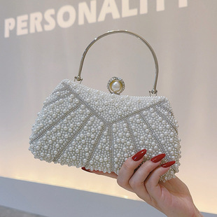 Cross-Border Handmade Bead Embroidered Evening Bag, Retro Cheongsam Dress Clutch Bag, High-Quality Elegant Striped Clutch Bag for Women