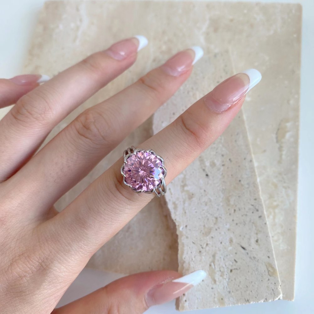 12g Weight Zircon Inlay Material Rings Classification 5, 9 Ring Size 1 Piece Quantity Holiday, Daily Occasion 925 Sterling Silver Material Geometric, Heart Shape Pattern Women's Gender Plating Design Elegant, Lady Style 925 Sterling Silver Zircon Geometric Heart Shape Rings 18