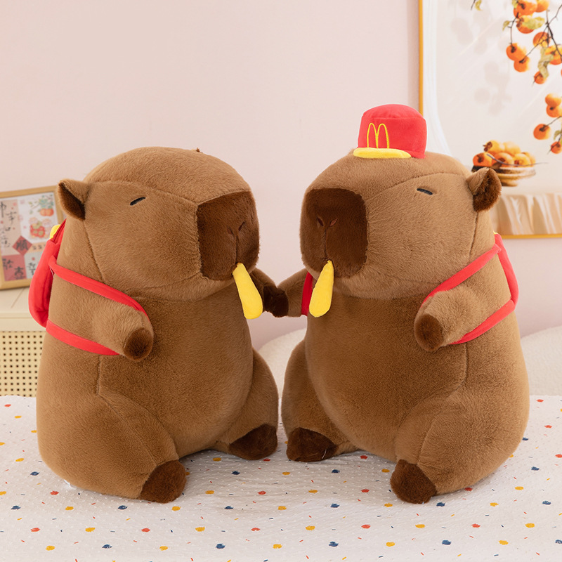 厨师卡皮巴拉糖葫芦水豚毛绒玩具薯条水豚公仔戴帽汉堡卡皮巴拉