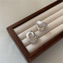 925纯银韩版时尚拉丝款圆弧韩国博主耳环简约风时髦潮流耳饰8.4克