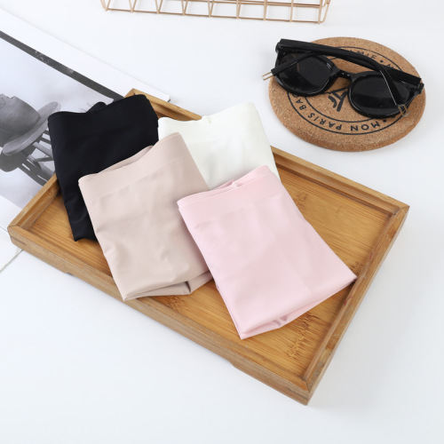 Seamless ice silk one-piece breathable mid-waist pure cotton crotch large size women's boxer briefs women's flat-foot safety pants