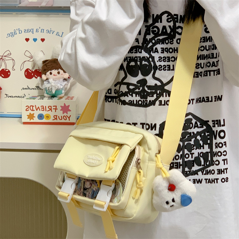 日本インズコントラストカラーかわいい小さな新鮮な痛みバッグ女子学生多用途軽量透明クロスボディバッグショルダーバッグ|undefined