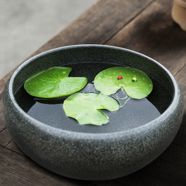 Керамический аквариум гостиная небольшой бытовой Рабочий стол древний экологический рыбный горшок спящий Лотос горшок оглядывающийся назад зеленый горшок для черепахи