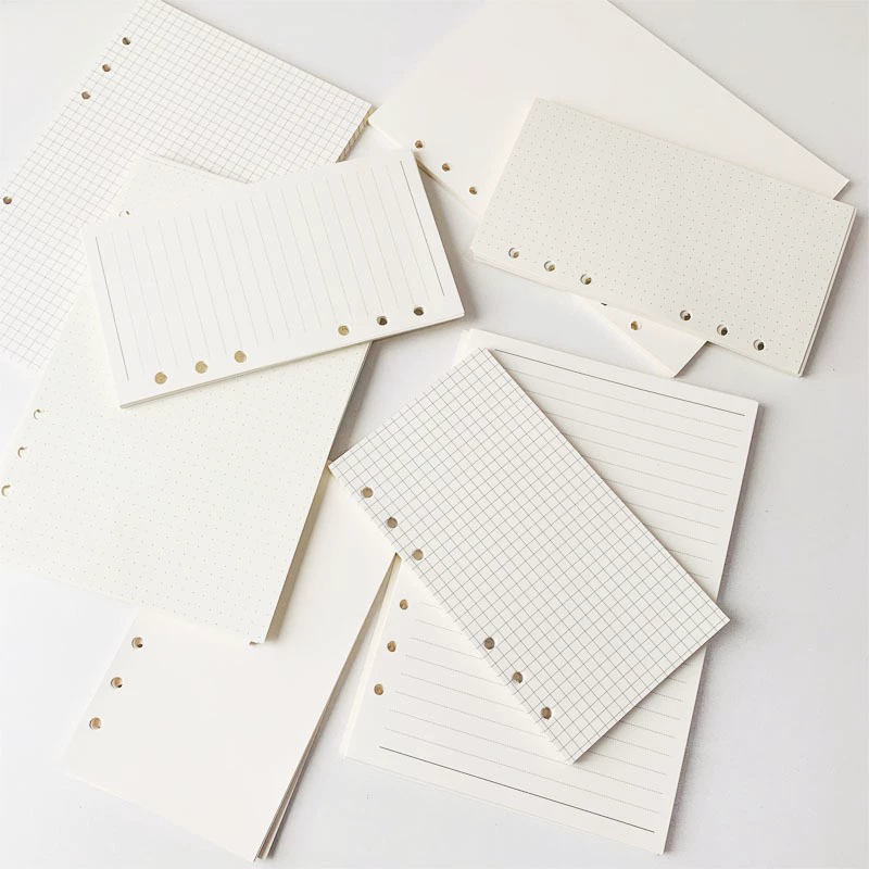 Запасной блок для блокнота А6, 6-дырочный, с перфорацией, квадратные горизонтальные линии, чистые листы, внутренняя страница для планов, бумажный индекс