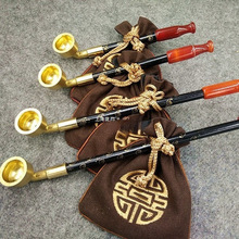 老式烟斗 传统烟袋锅旱烟袋 旱烟杆 黄铜烟锅子玛瑙烟嘴小巧