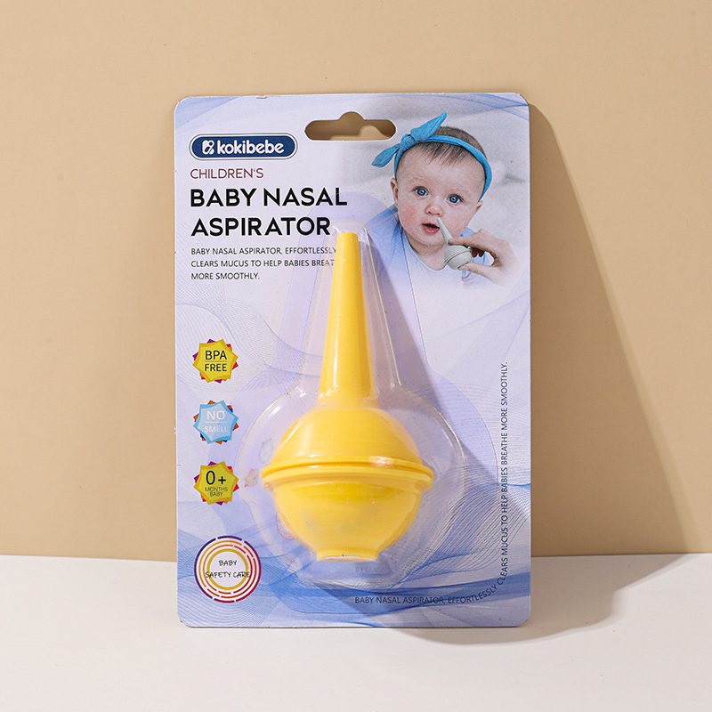 Embalaje en inglés Bola de succión nasal TPE Bebé Limpiador nasal de presión manual Recién nacido Bola de succión nasal fría al por mayor