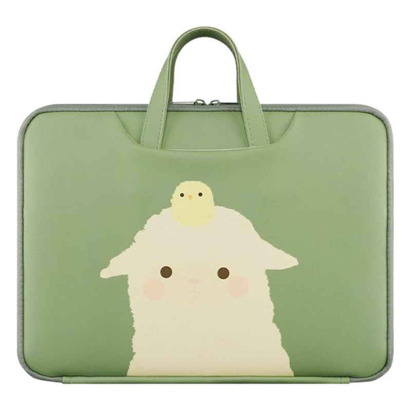 Pequeño maletín impreso fresco pequeño algodón cabeza de oveja pollo bolsa de forro portátil creativo Lindo bolso de la computadora de dibujos animados