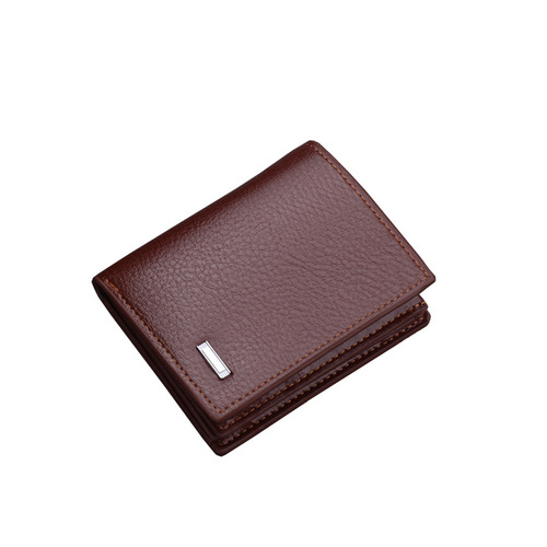 Vertical wallet for men, short, thickened, large-capacity wallet, oil wax leather, can hold driver's license, zippered wallet, thickened