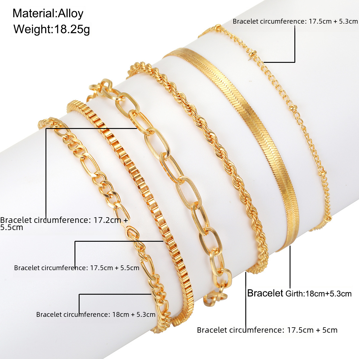bohemian minimalist bracelet metal chain women's suit 6 multi-layer chain simple bracelet_voghion.com