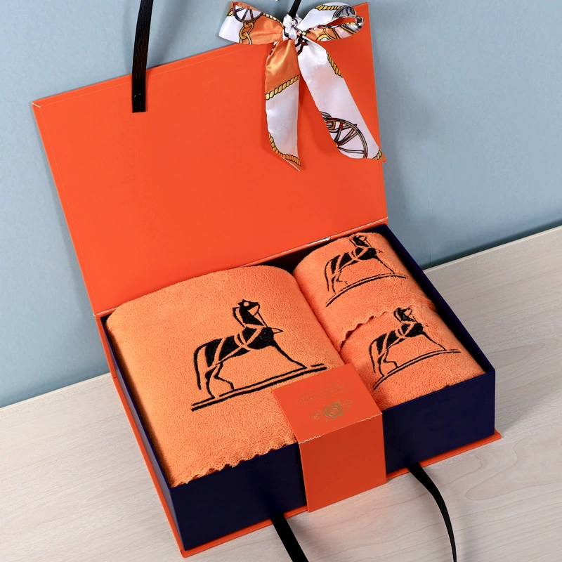 Набор полотенец и банных полотенец, подарочная коробка, состоящий из трех частей, свадьба, бизнес, дом, день рождения, банкет, возвратное подарочное полотенце, банное полотенце с логотипом
