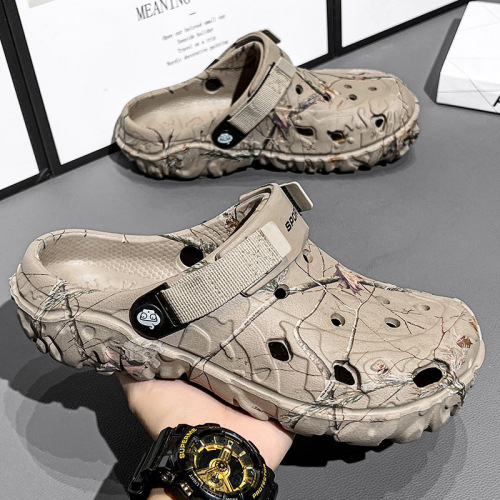 Men's Summer 2025 New Design Holeshoe with Eva Anti-Slip, Driving Cap Toe Slippers for Outdoor Beach Sandals for Men, Outdoors