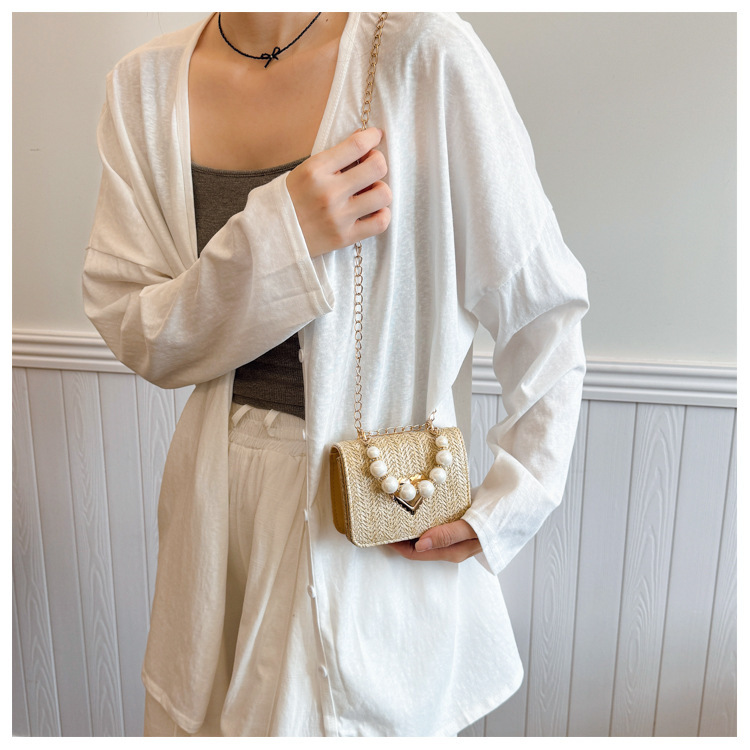 112g Weight Sewing Thread Fashion Element Lock clasp Closure Type Single Shoulder Strap Strap Type Straw Bag Bags Type Casual Occasion Straw Material Solid Color Pattern Spring&Summer Season Women's Gender Vacation Style Square Shape Women's Straw Solid Color Vacation Sewing Thread Square Lock Clasp Straw Bag 10