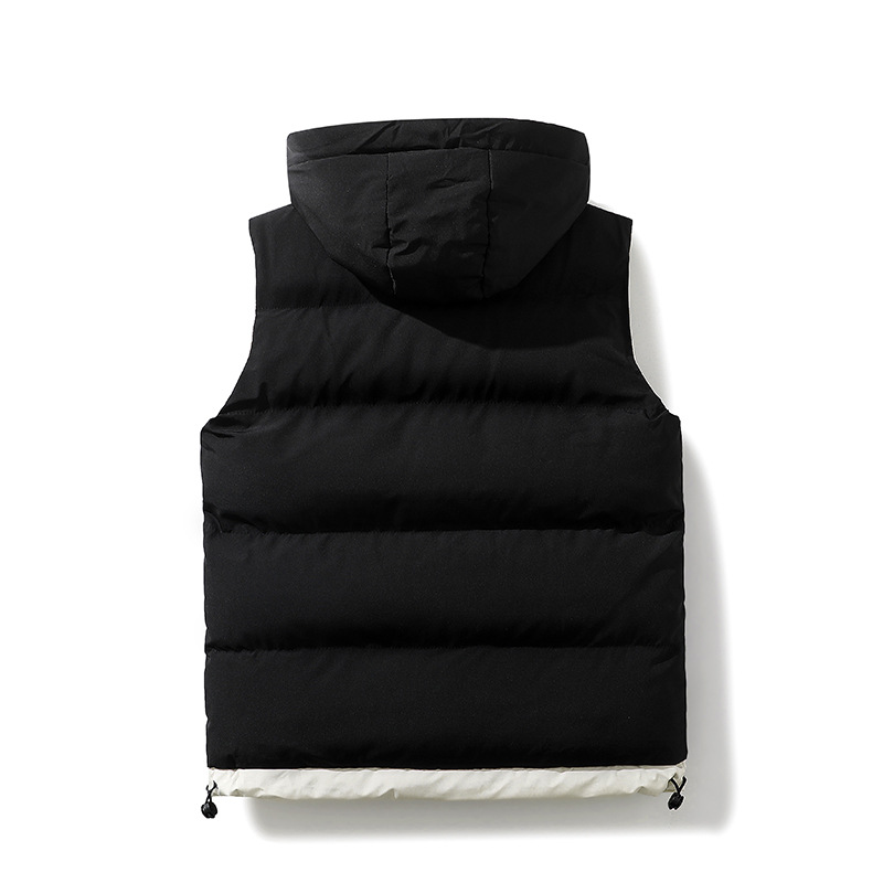 Couples high quality new style small fresh slimming style color matching hooded men's vest men's fashion_voghion.com