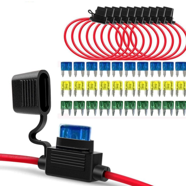 10PCS12AWG嵌线束小型保险丝座 插片片汽车保险丝组合套件