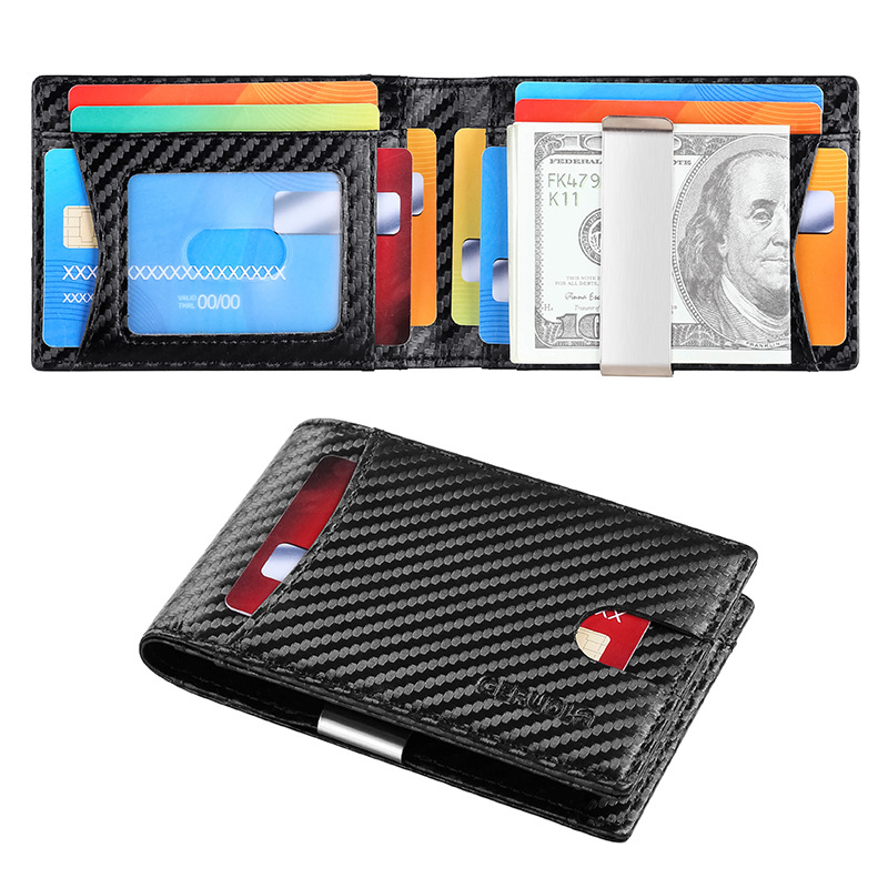 Amazon EE.UU. Clip de dólar de fibra de carbono multi-tarjeta de tarjeta cubierta de tarjeta para hombres cartera cubierta de tarjeta cepillo antirrobo