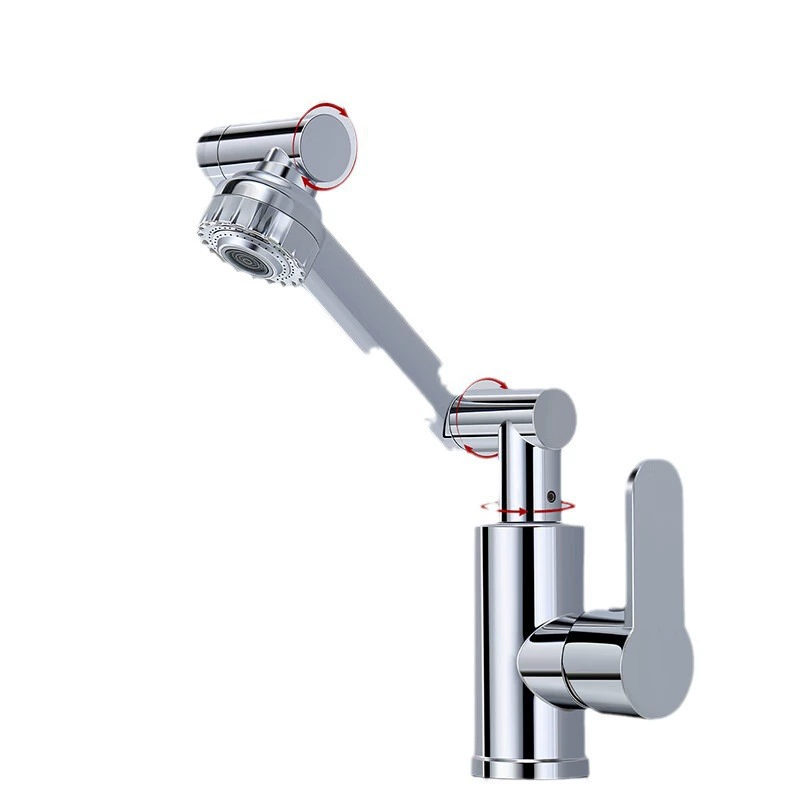 Mingchi Basin Dragon Head 360° Faucet with Hot Cold Water Fortune Cat 3-Way Rotating Arm - Bathroom Tap