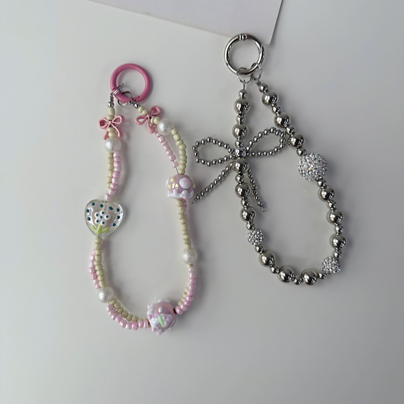 23g Weight 1 Piece Casual Elegant Lady Bow Knot Acrylic Printing Bag Pendant Mobile Phone Chain
