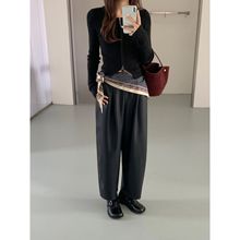 ICC 复古时髦质感九分皮裤松紧腰显瘦茧型休闲裤女十三行广州0922