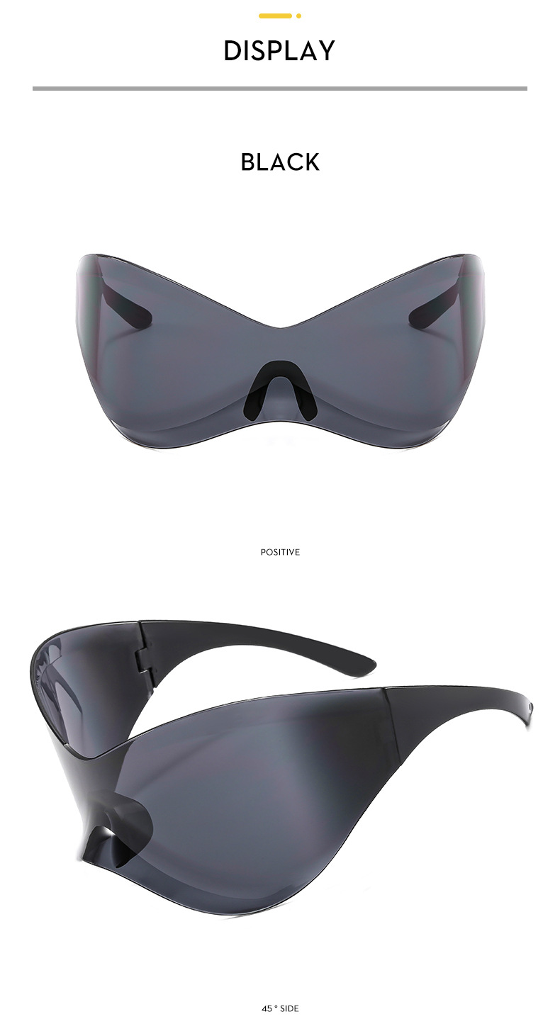 Ballon de sport une pièce à technologie futuriste Y2K, lunettes de soleil punk cool, lunettes hip-hop pour fille épicée, nouvelle collection_voghion.com