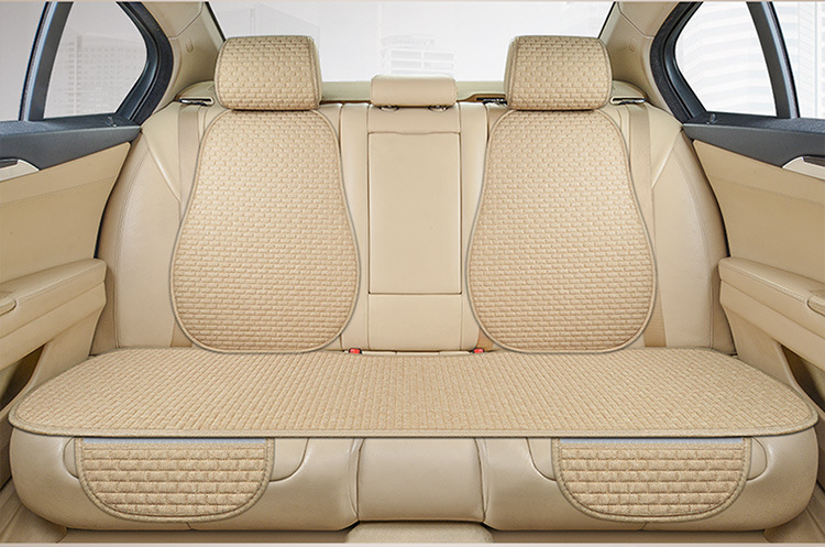 Linen Small Brick Car Seat Cushion, Three-Piece Set for All Seasons, Non-Slip Seat Cushion, No Binding, Five Seats, Half Package, Foreign Trade Wholesale