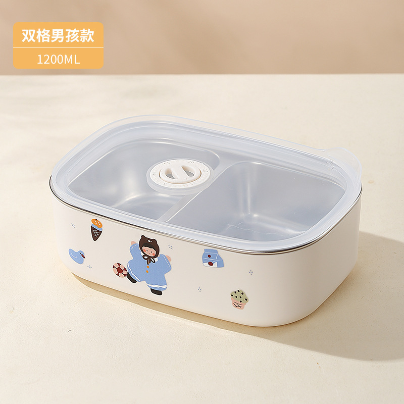 不锈钢304饭盒上班族小学生专用便携餐盒可微波炉加热分格便当盒|undefined