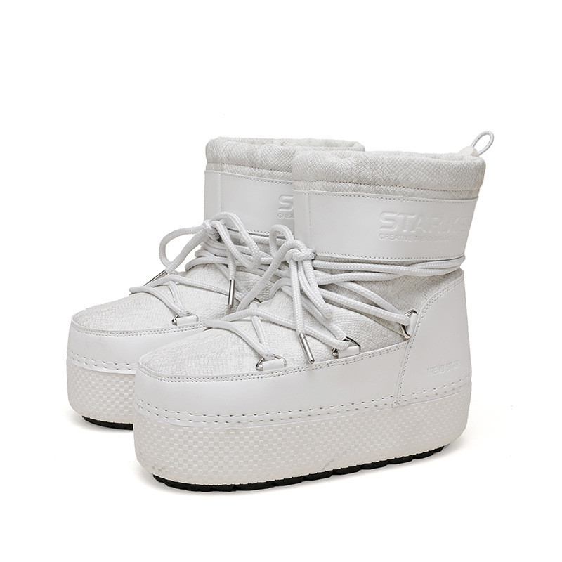 Botas lunares para padres e hijos de copos de nieve de nueve colores, suela gruesa fea y linda, manga de esquí cálida, venta al por mayor de una pieza