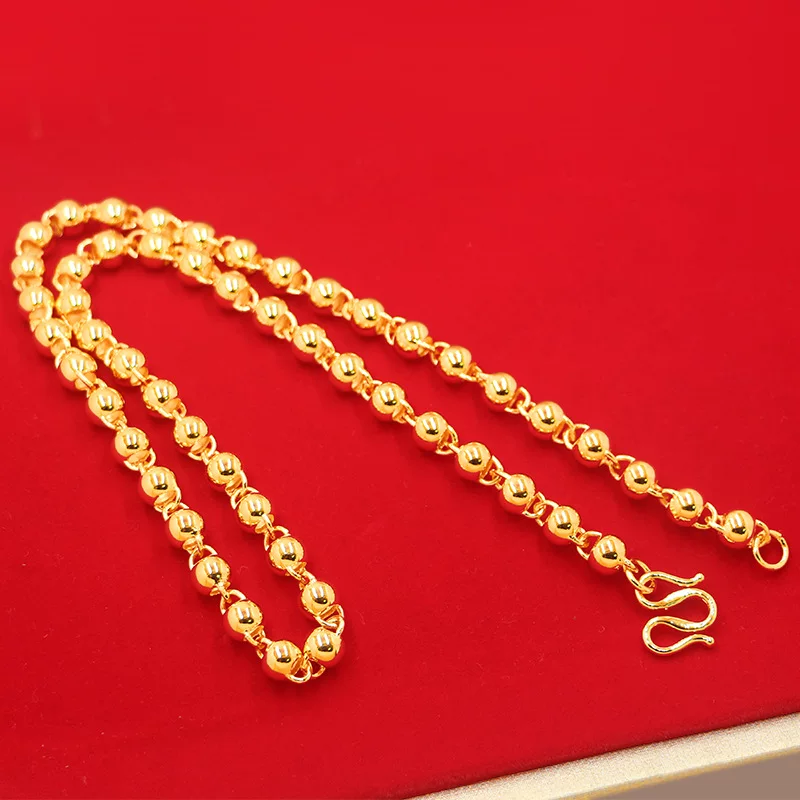 Большое разрезное Buddhist бус necklace крупного размера высокая гальваника имитация вьетнамский песок золото пустые бусины круглые бусины и медь золотистого цвета - мужские ювелирные изделия