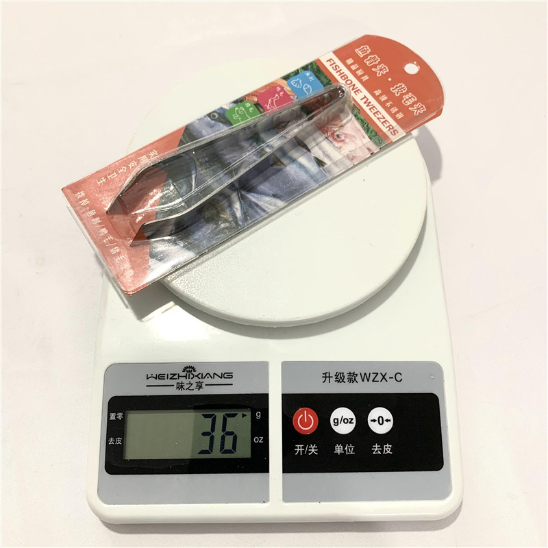 Stainless steel fish bone clip hair plucking clip household pig hair clip hair plucking device oblique type chicken duck goose feather pliers tweezers