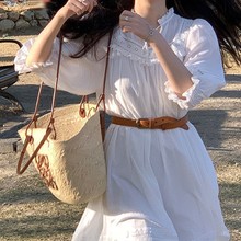 白色连衣裙蕾丝镂空收腰娃娃公主裙女感小众度假仙女裙厂一件代发