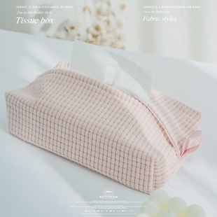 Cross-Border Simple Striped Tissue Box Car Fabric Tissue Bag Living Room Tissue Box Cotton Tissue Cover Ins Dropshipping