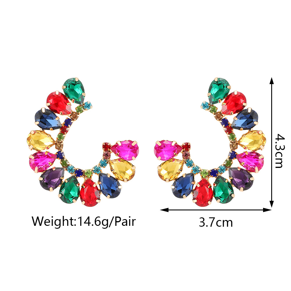 1 Pair Simple Style Flower Glass Inlay Zircon Women's Ear Studs display picture 1