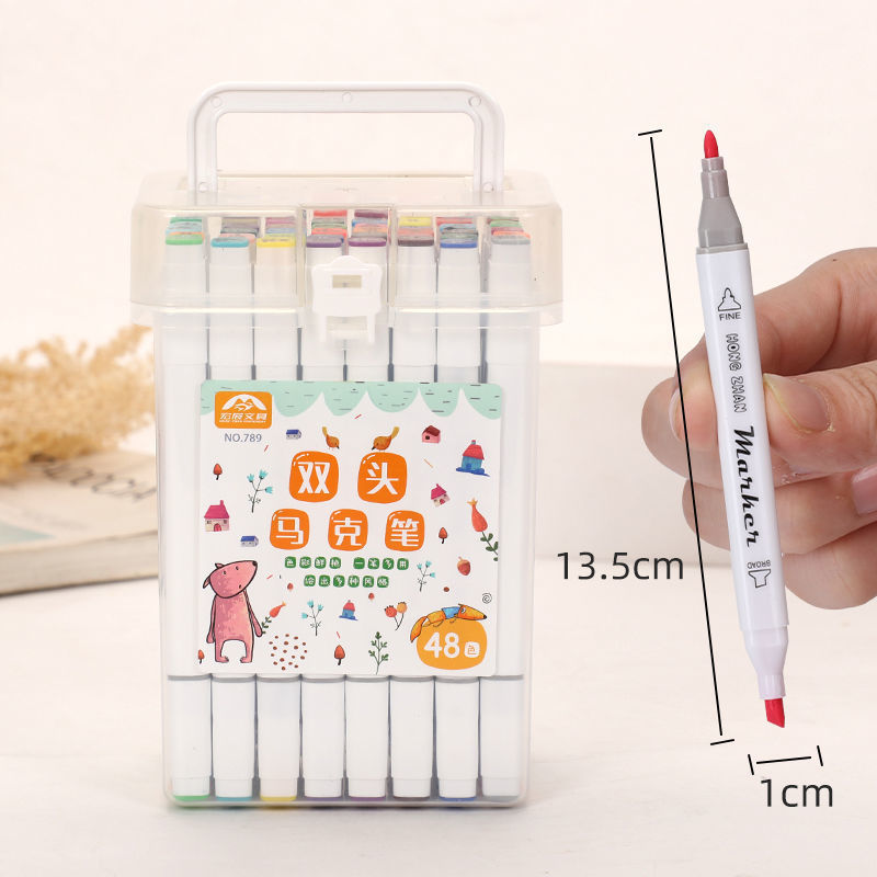 Traje de marcador de doble cabeza al por mayor de 12 Colores de 24 colores de 48 colores marcador de acuarela a base de agua para niños graffiti pluma de cabeza grande