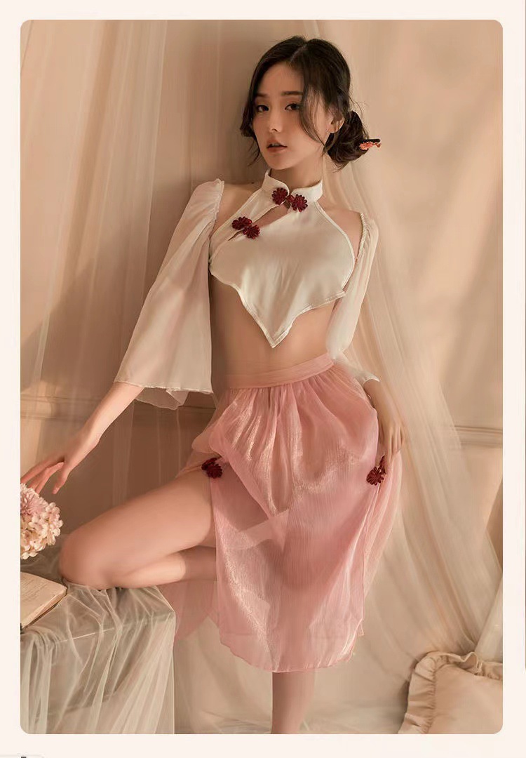 Hanfu-Style Bellyband Lingerie Set with Sleeves, Skirt and Briefs — detail image 10