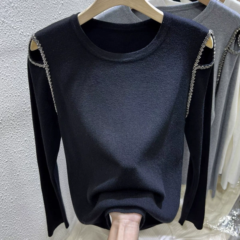 Демисезонный дизайн вязаного свитера, тренд сезона, slim fit, облегающий