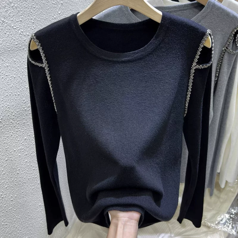 Демисезонный дизайн вязаного свитера, тренд сезона, slim fit, облегающий