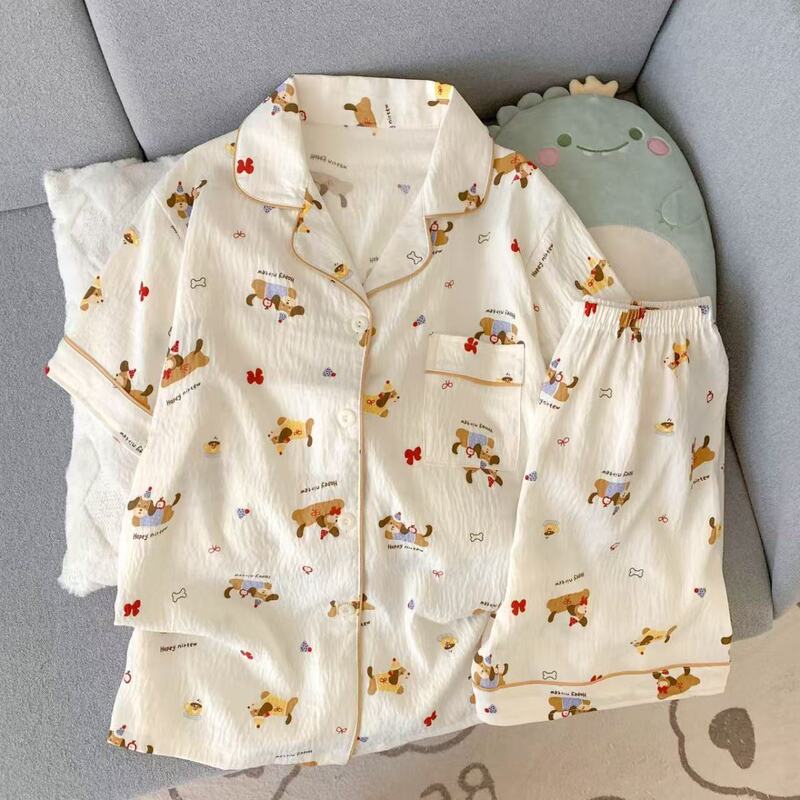 Wholesale Factory Summer Short-Sleeve Cloud Cotton Pajamas for Women, Comfortable Internet Celebrity Hot-Selling Shorts, Can Be Worn Outside, Home Wear Set Wholesale Factory Summer Short-Sleeve Cloud Cotton Pajamas for Women, Comfortable Internet Celebrity Hot-Selling Shorts, Can Be Worn Outside, Home Wear Set