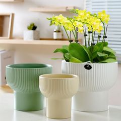 花盆陶瓷北歐簡約大號帶托盤多肉蝴蝶蘭綠植塑料盆批發一件代發