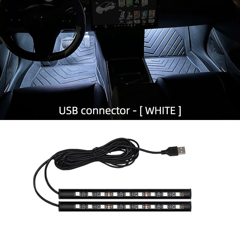 Qìchē Car Seat Ambient Light LED Foot Light Interior Atmosphere Light 18 LEDs (Other lights) - one-drag-two-18-lights-usb-plug-white-light
