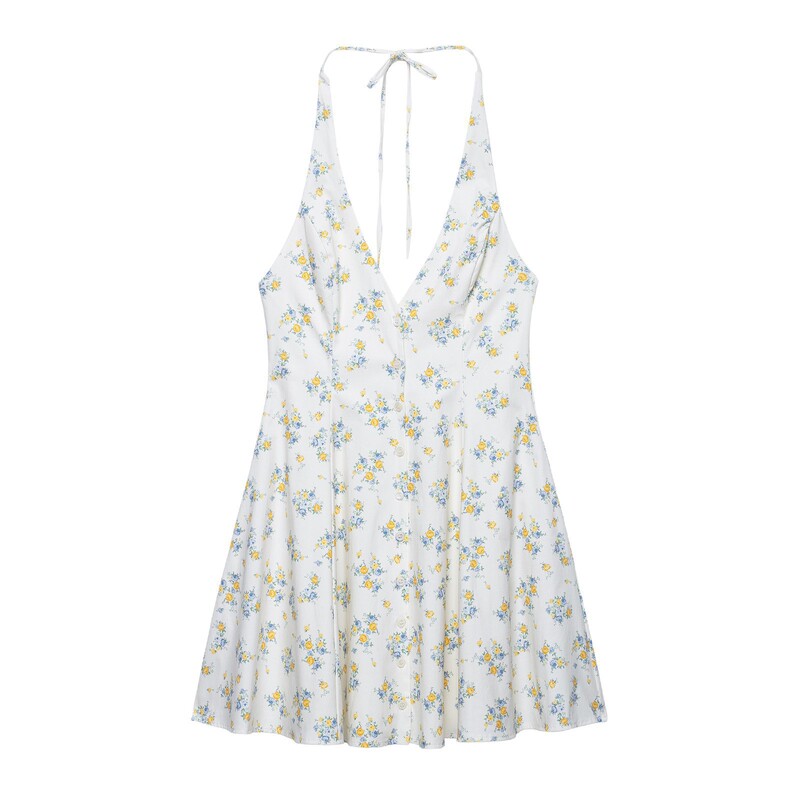 European and American Style Women's Clothing 2025 New European and American Printed Poplin Halter Neck Short Dress 4661387 048