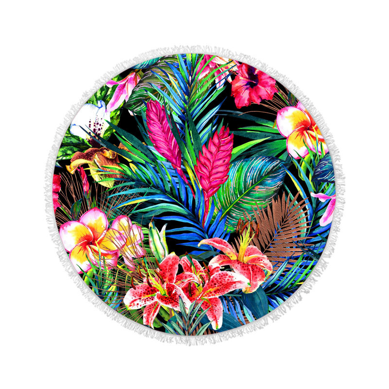 Toalla de playa europea y americana microfibra borla redonda Toalla de playa Toalla de baño de playa borla redonda Toalla de playa